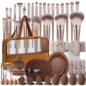 HGHDBT 55Pcs Brown Makeup Brushes S...