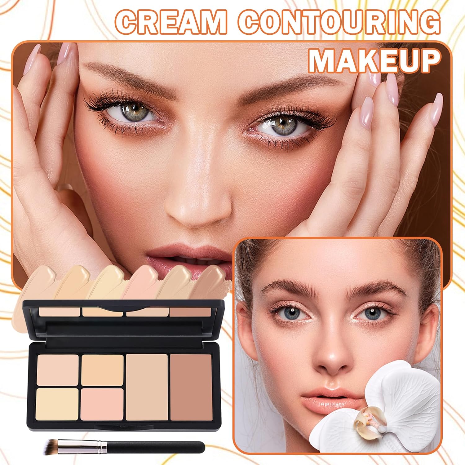 6 Colors Correcting Concealer Palette,Contouring Highlighting Concealer Palette Makeup Kit with Brush,Foundation Makeup Cream Contour Palette for Conceals Dark Circles,Blemish(02#) - Image 7