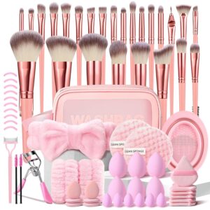 HGHDBT 70Pcs Pink Makeup Brushes Se...