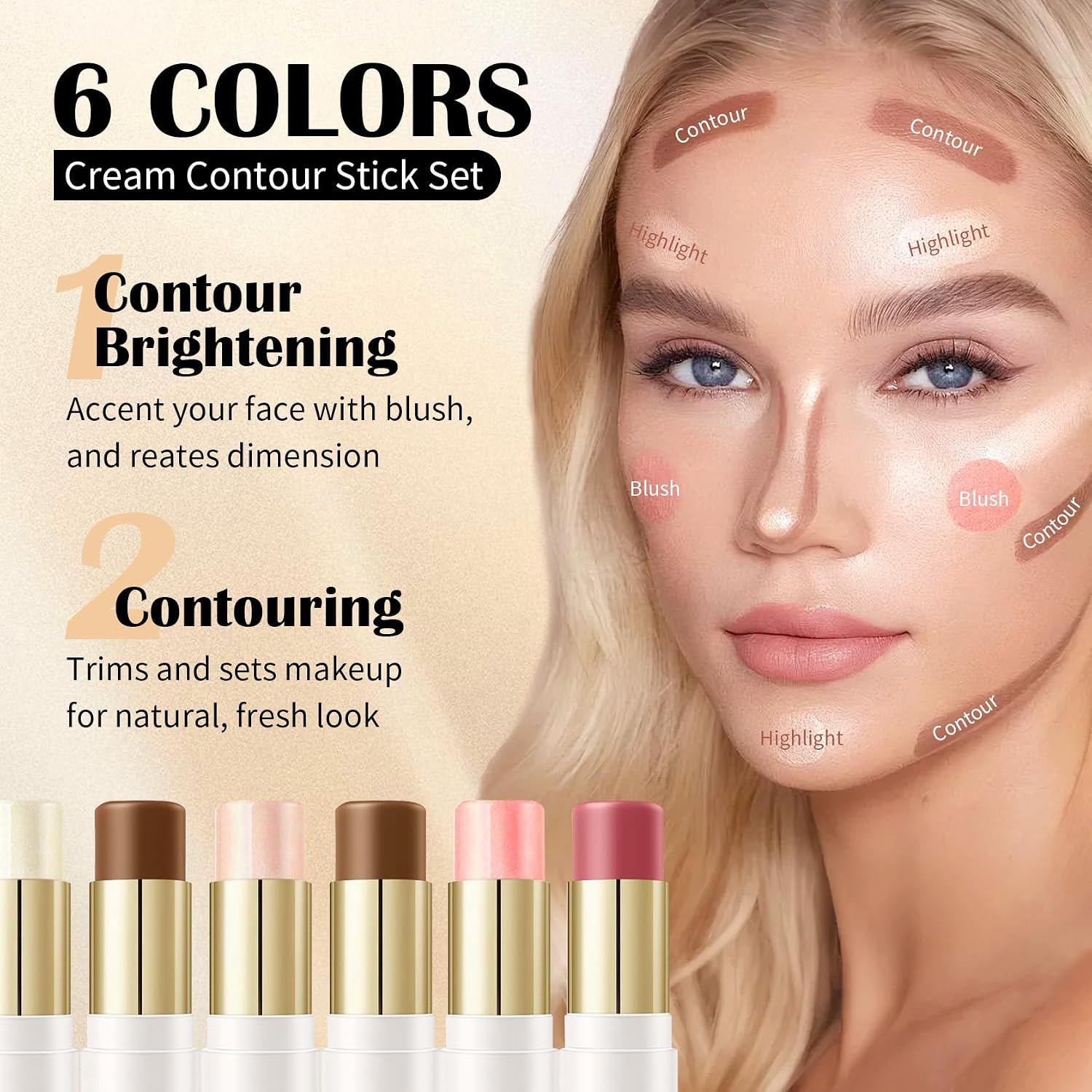 8 PCS ream Contour Stick Makeup Contour Kit(Set B) | Double-ended Design,Highlighter,Blush and Bronzer Stick,Lightweight,Easy to Sculpt,Matte and Dewy Finishing Makeup - Image 4