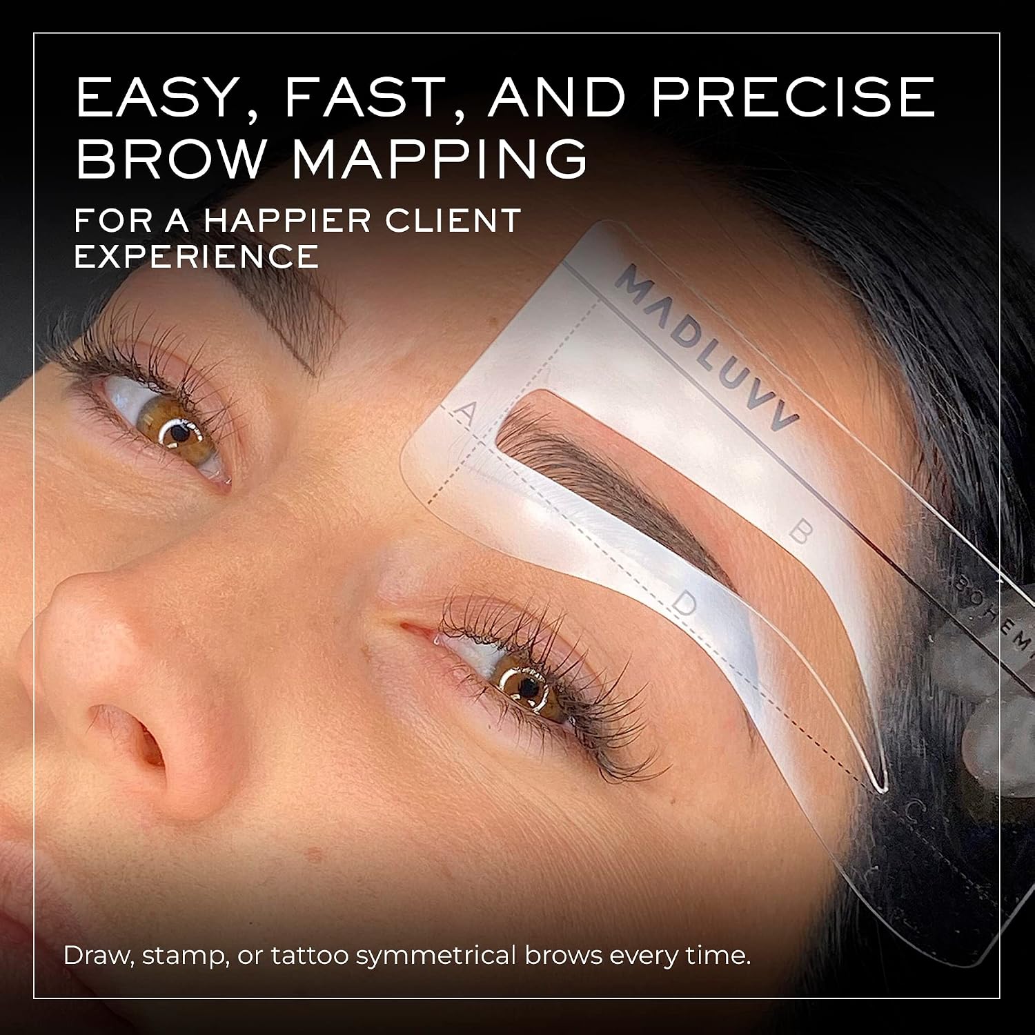 MADLUVV Eyebrow Shaper Stencils, Reusable Brow Mapping Template for PMU Professionals, Semi-Permanent Makeup Mapping, 6 Stencils (3 Stencil Shapes in Both Petite and Regular Sizes) - Low Profile Set - Image 3