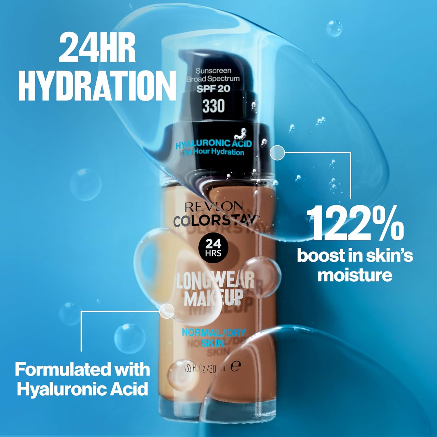 Revlon Colorstay Longwear Makeup Normal/Dry, 240 Medium Beige, 1 fl oz | Longwear foundation for normal & dry skin with SPF 20. Medium-full coverage, natural finish. Up to 24hr wear. - Image 5