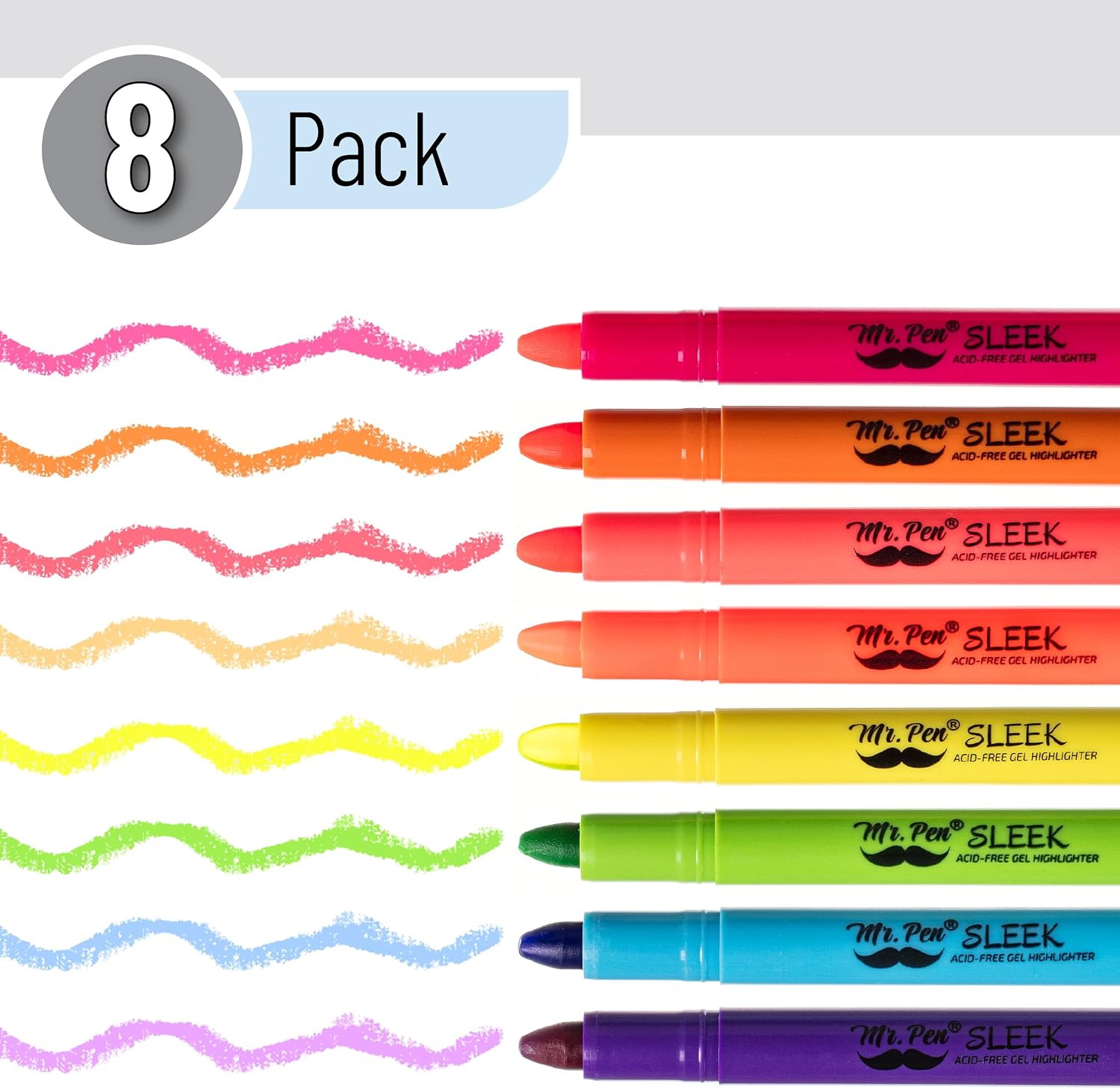 Mr. Pen- No Bleed Gel Highlighters, Vibrant Colors, 8 Pack | Bible Highlighters and Pens No Bleed, Bible Markers for Study, Journaling, School Supplies and Accessories - Image 2
