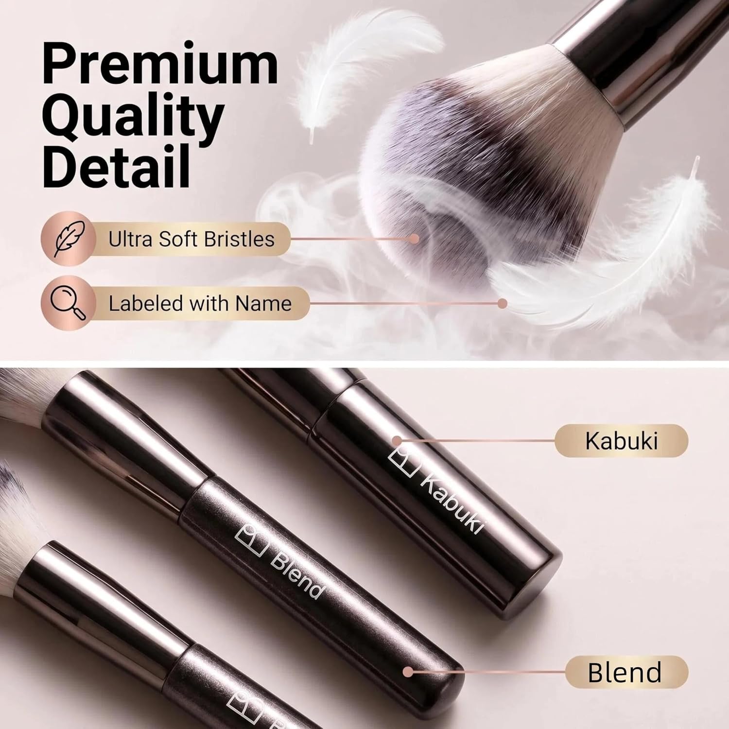 Professional Makeup Brush Set BS-MALL with Travel Case, 20PCS Synthetic Makeup Brushes for Foundation, Conce aler, Blush, Powder & Eyeshadow, Labeled Face Eye Brushes for Beginners, Makeup Artists - Image 5