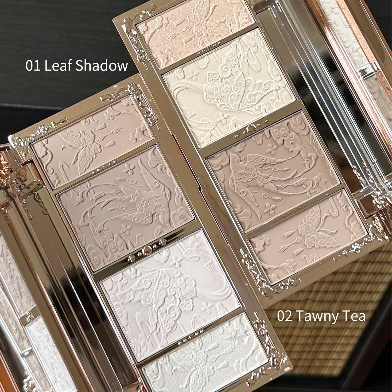 Flower Knows Butterfly Cloud Collar Embossed Highlight & Contour Palette | Cool Taupe Brown, Matte Contour & Pearl Highlight Shades, Sculpting & Brightening, Smooth Blendable Formula (02 Tawny Tea) - Image 6