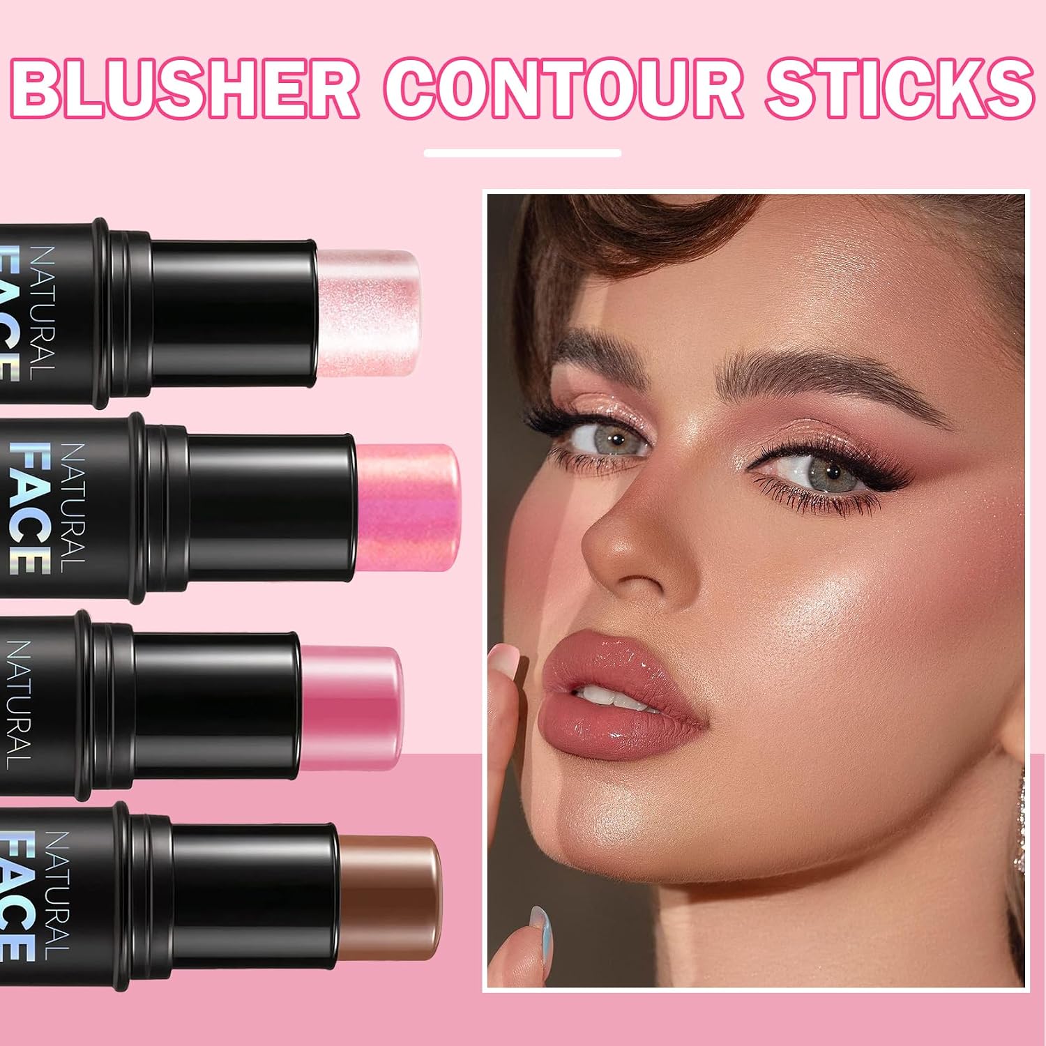DAMUSI 6PCS Cream Contour Stick Makeup Contour Kit,Set A | Shades with Highlighter Stick,Cream Bronzer Stick,Cream Blush Stick for Sculpt the Cheeks,Lightweight Contour Makeup Kit - Image 2