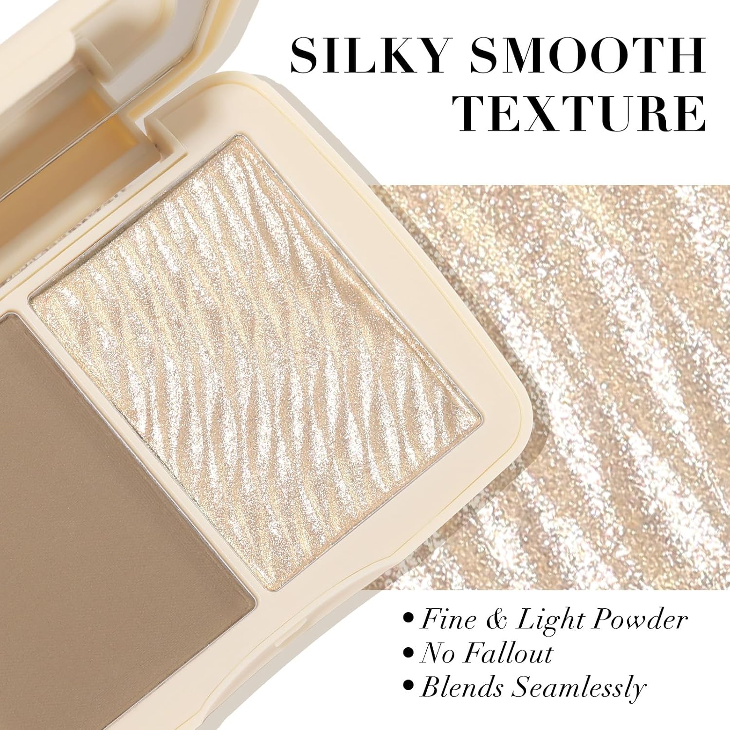 2-in-1 Contour & Highlighter Palette - Matte & Shimmer Face Makeup Duo, Highly Pigmented & Blendable Cheek Pallet, Long Lasting Sculpting Powder with Mirror 01 Soft Taupe (Natural Sculpt) - Image 5