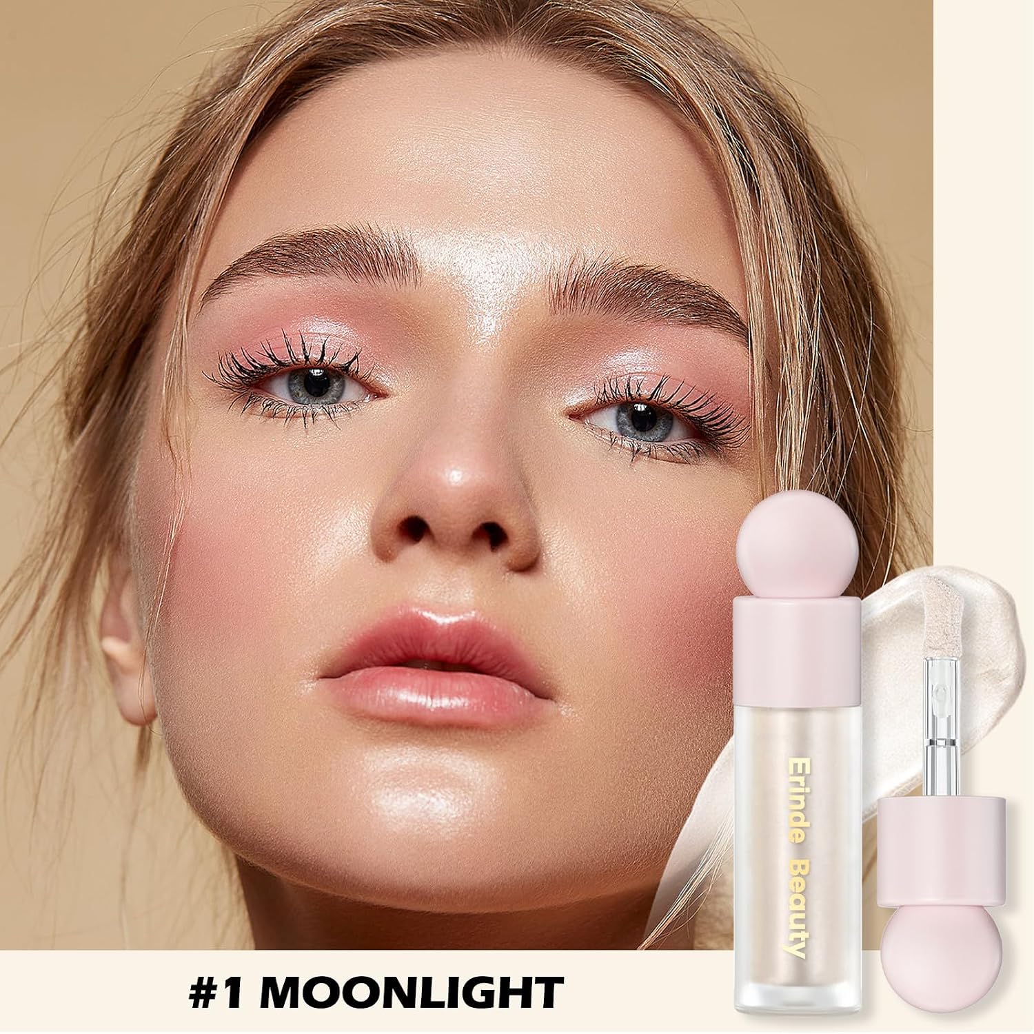 Erinde Liquid Highlighter, Face Bronzer Stick, Natural Glossy Finish, Lightweight Blendable Silky Smooth Cream Illuminator, Cruelty-Free, 01# Moonlight - Image 3