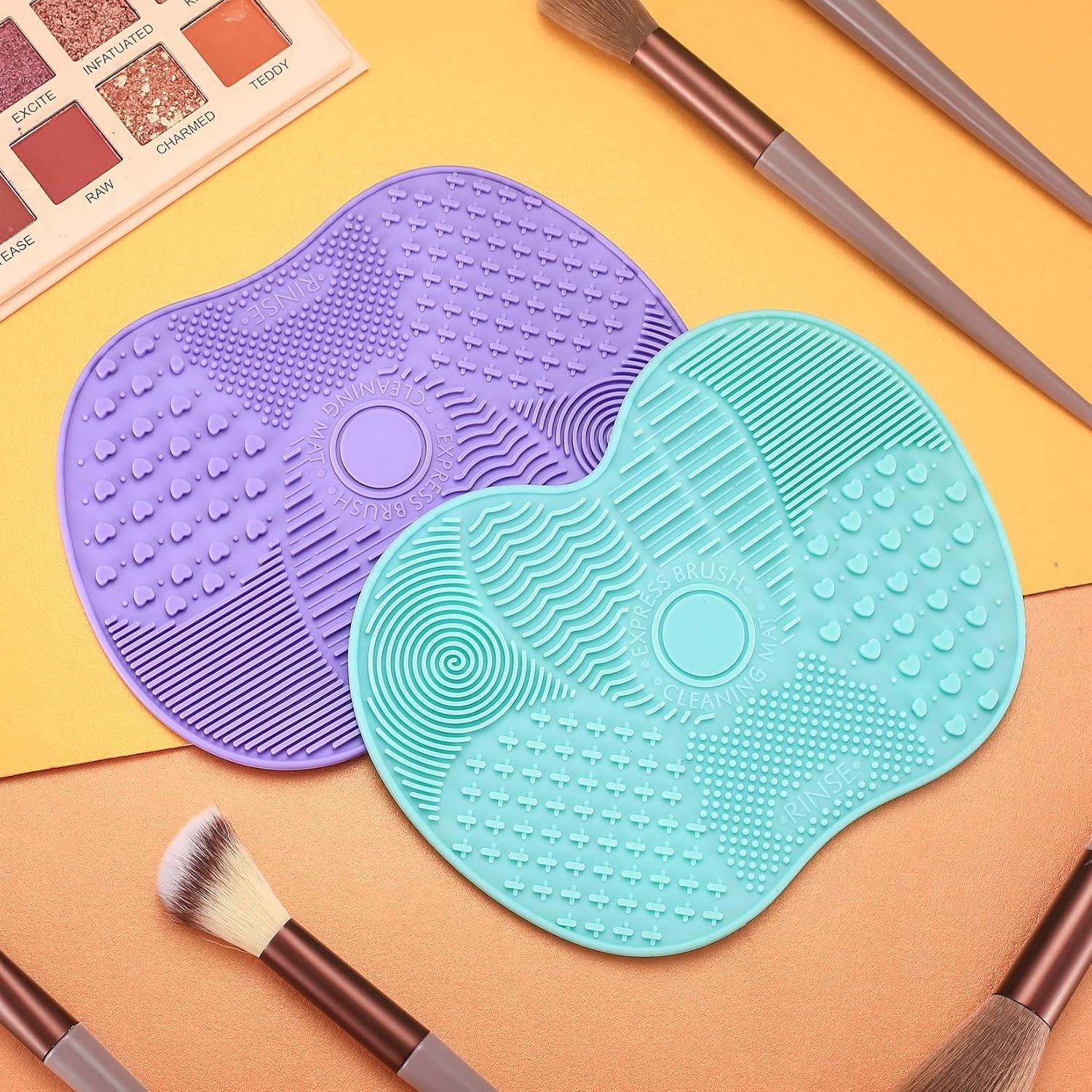 2 Pcs Silicone Make Up Brush Cleaning Mat, Makeup Brush Cleaner Mats | silicone makeup brush cleaner,Cosmetic Cleaning Pads, Portable Washing Tool with Suction Cup for Makeup Cosmetic Brushes - Image 6