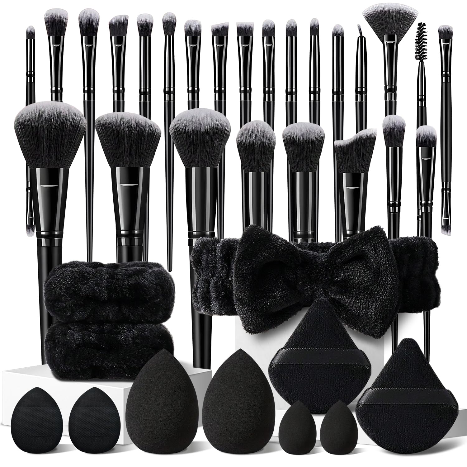 HGHDBT 36Pcs Black Makeup Brushes Set Professional Makeup Kit Multi-functional Makeup Tool Set with Facial Makeup Accessories, Foundation Makeup Brush Kit Eye and Face Make up Brushes & Tools