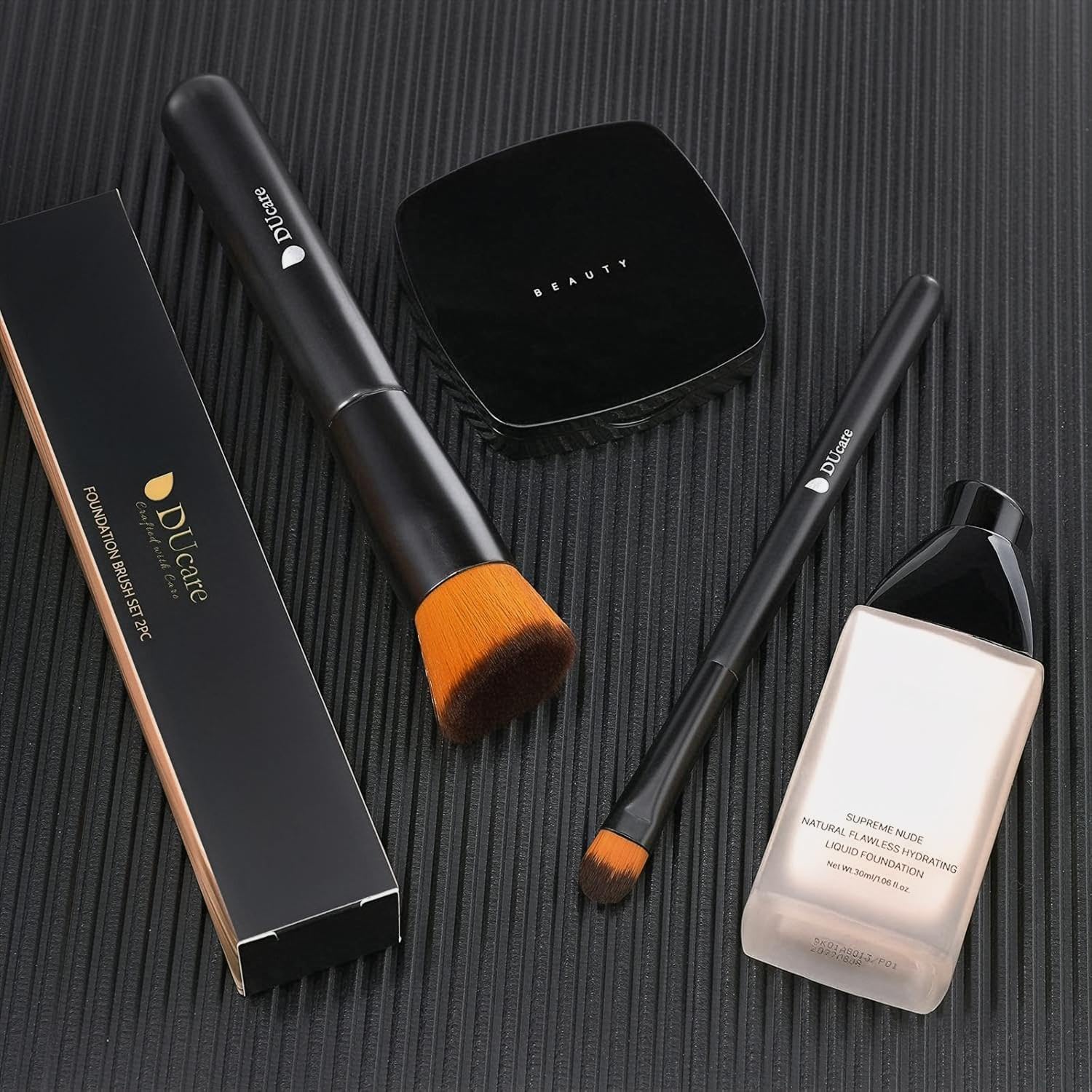 DUcare Foundation Brush and Concealer Brush 2Pcs Contour Bronzer Kabuki Brush for Face Synthetic Liquid Blending Mineral Powder Makeup Tools - Image 8