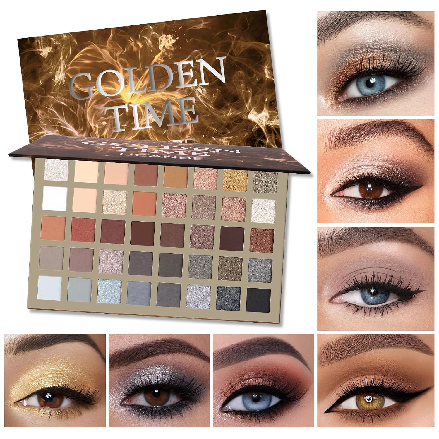 UCANBE Nude Eyeshadow Makeup Palette, 40 Color Matte Shimmer Glitter Eye Shadow, Neutral Black Dark Grey Smoky Make Up Pallet Highly Pigmented Long Lasting Waterproof - Image 6