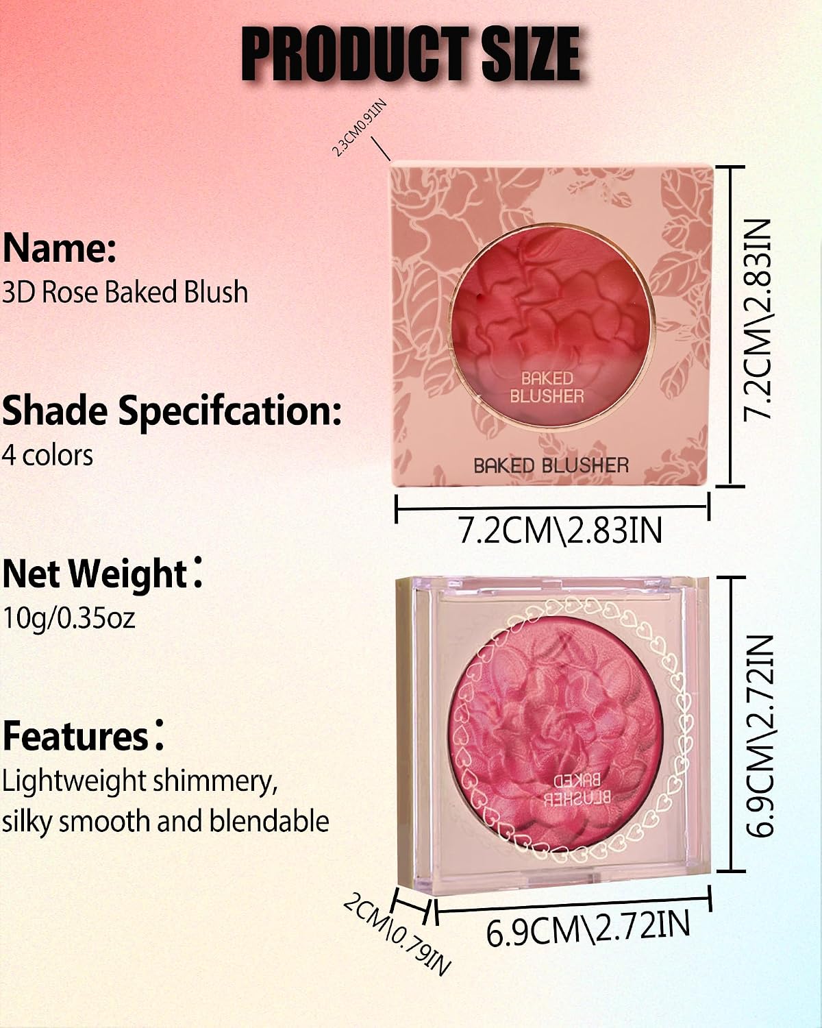 Baked Blush, Blush Powder Palette Blusher for Cheeks, Christmas Face Makeup | Pink Baked Blusher,Lightweight Shimmer Blush for Cheeks Contour,Thanksgiving Long Lasting Facial Makeup for Older Women - Image 7