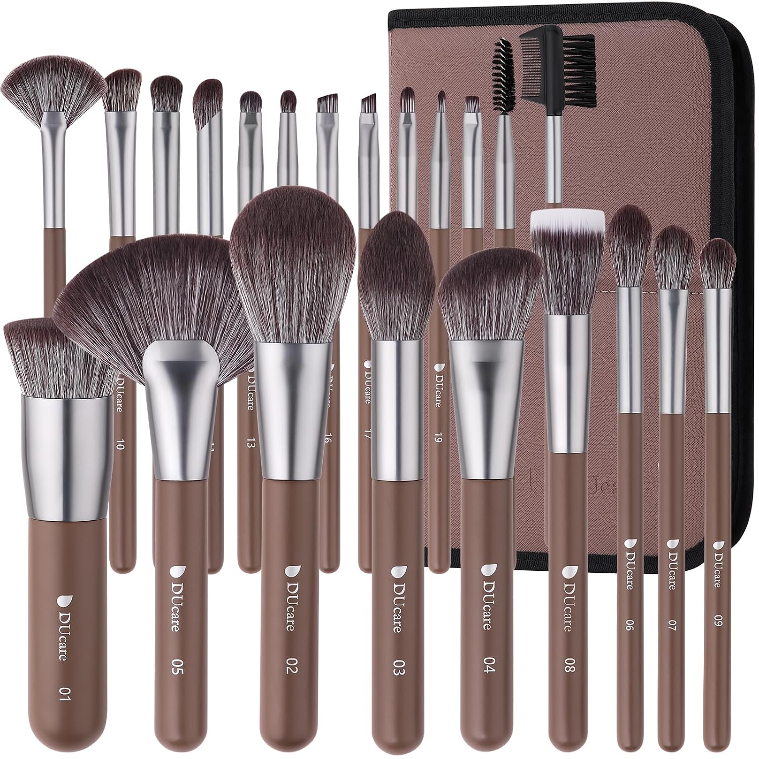 DUcare 22Pcs Makeup Brush Set PRO Makeup Brushes Professional with Bag Premium Synthetic Kabuki Foundation Blending Brush Face Powder Blush Concealers Eye Shadows