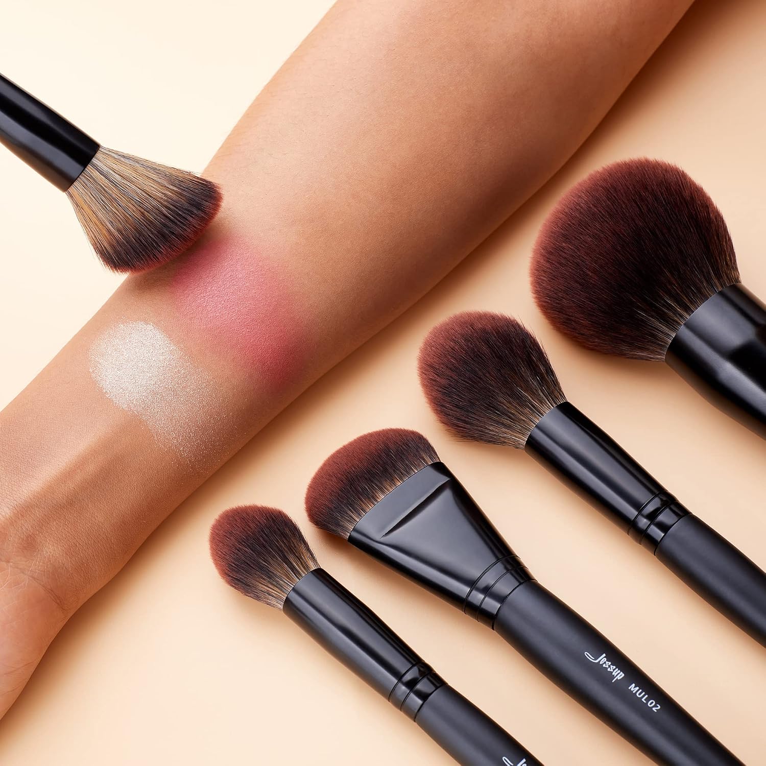Jessup Large Face Makeup Brushes 5pcs, Premium Synthetic Foundation Powder Contour Blusher Highlighter Brush, Phantom Black T273 - Image 7