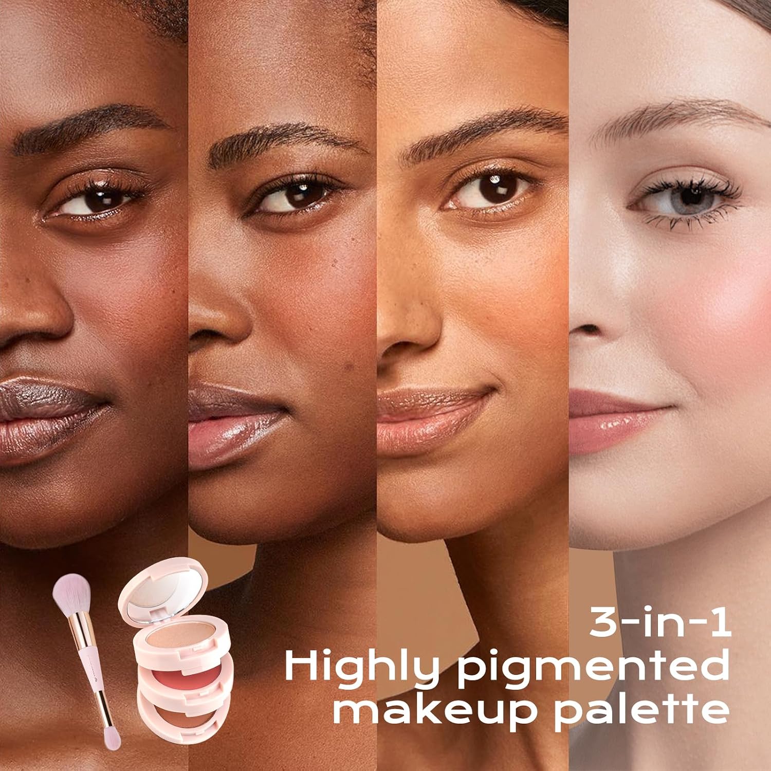 Color Nymph Blush and Highlighter Palette, 3 in 1 Contour Palette | Stackable Travel Makeup Kit, Long-Lasting, Lightweight & Buildable Powder for Natural Radiant Finish, Includes Brush & Mirror - Image 7