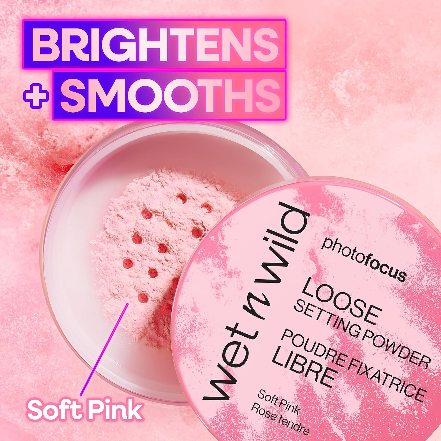wet n wild Photo Focus Loose Setting Powder, Lightweight Silky Formula, Radiant Tint for a Luminous Glow, Blurring & Oil-Control Finish, Long-Lasting Makeup Setting Powder, Cruelty-Free - Soft Pink - Image 3