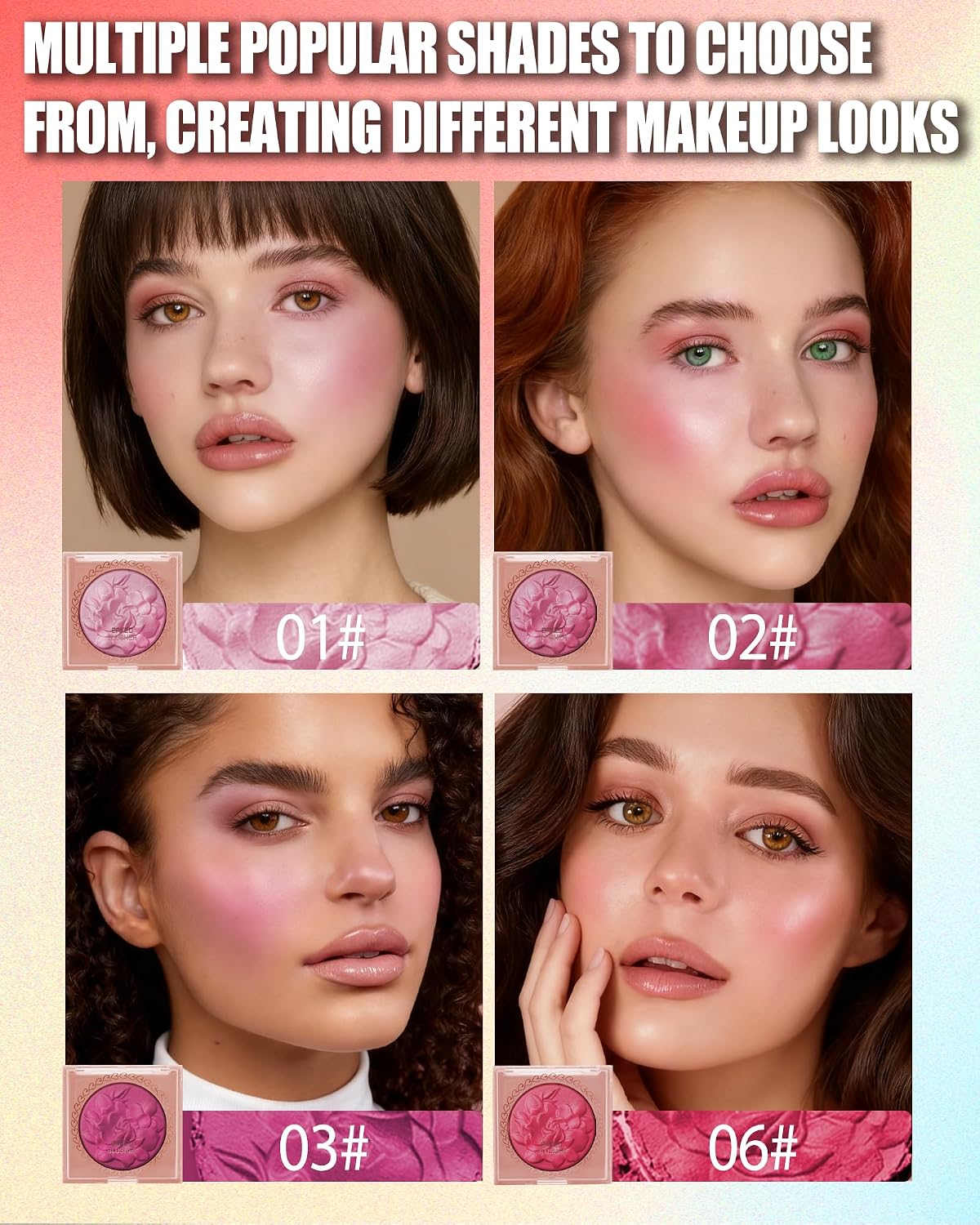 Baked Blush, Blush Powder Palette Blusher for Cheeks, Christmas Face Makeup | Pink Baked Blusher,Lightweight Shimmer Blush for Cheeks Contour,Thanksgiving Long Lasting Facial Makeup for Older Women - Image 5