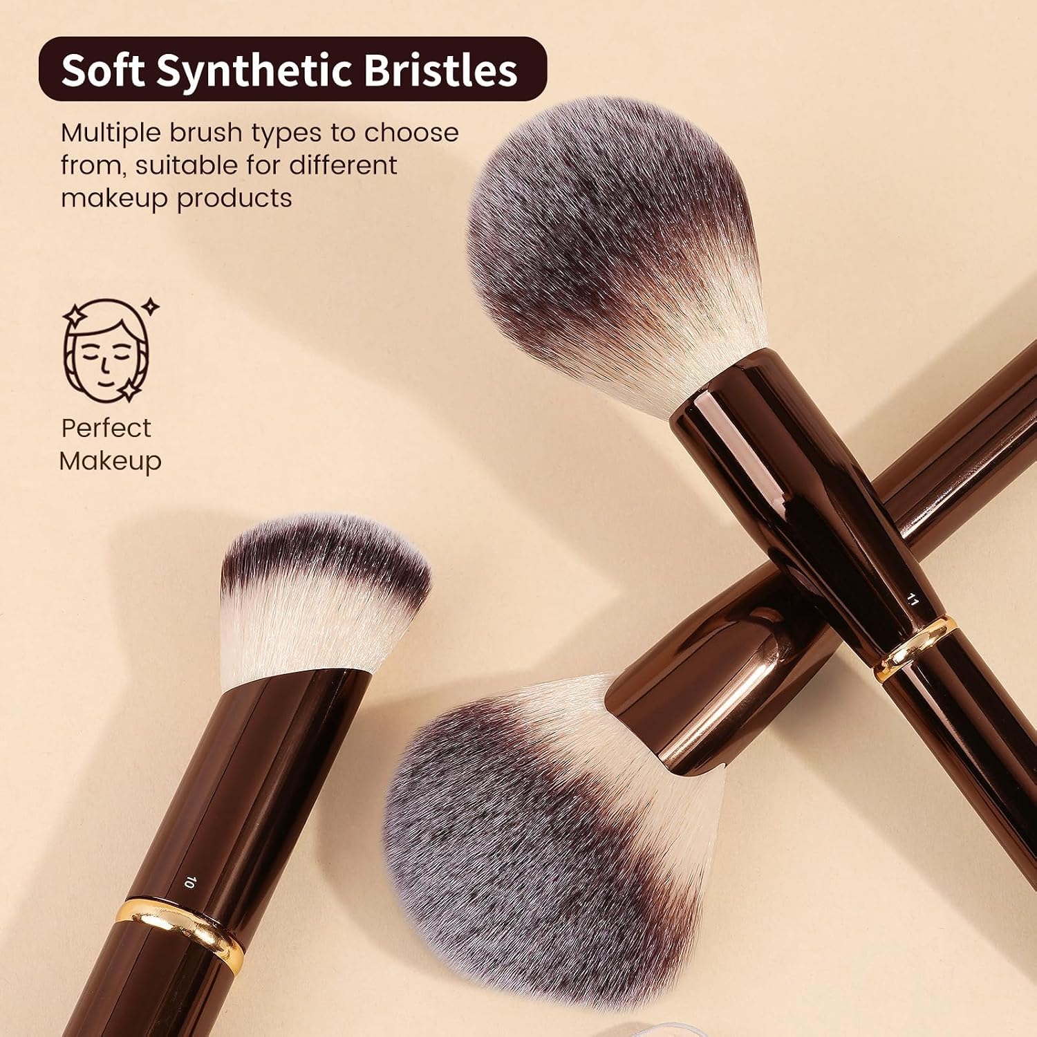 MAANGE Makeup Brushes 16Pcs Professional Foundation Powder Blush Contour Eyeshadows Double-End Makeup Brushes Set with Bag and Gift Box-CoffeeBrown - Image 7