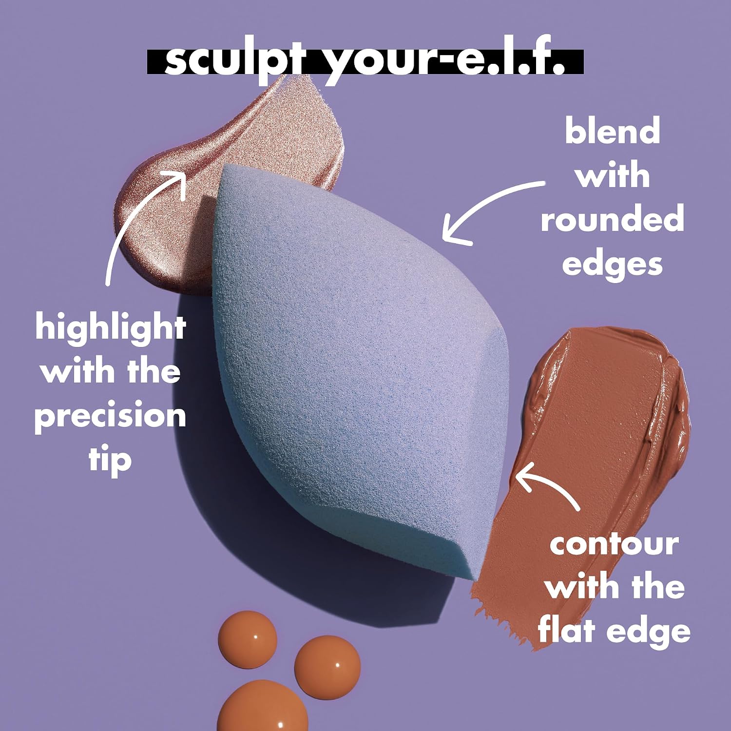 e.l.f. Precision Sculpting Sponge | 3-in-1 Sponge For Contouring & Blending To A Smooth Finish, Great For Cream & Powder Formulas, Vegan & Cruelty-Free - Image 3