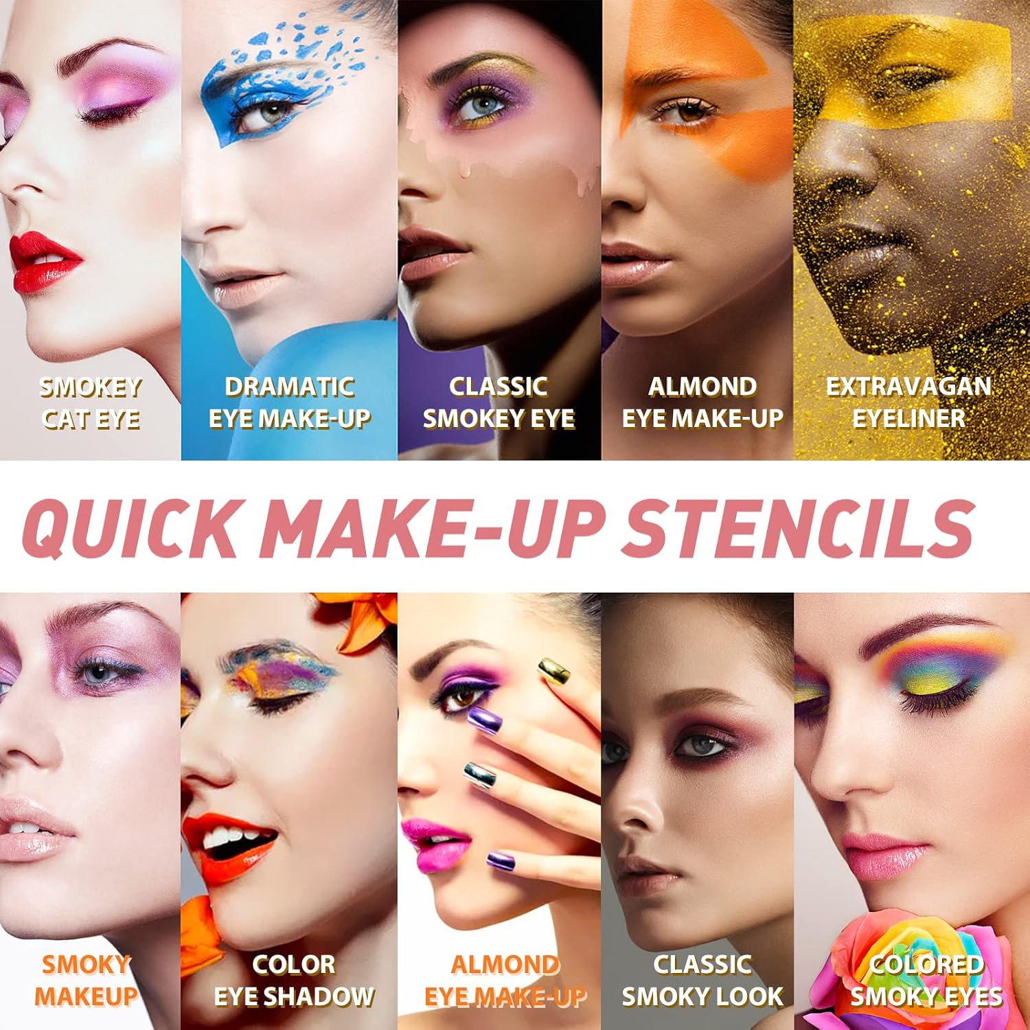 Quick Make-Up Stencils Eyeliner Molds a Makeup Tool with a Variety of Shapes Eyeliner Stencil Pads Eyeshadow Applicators Eyeliner Template - Image 6