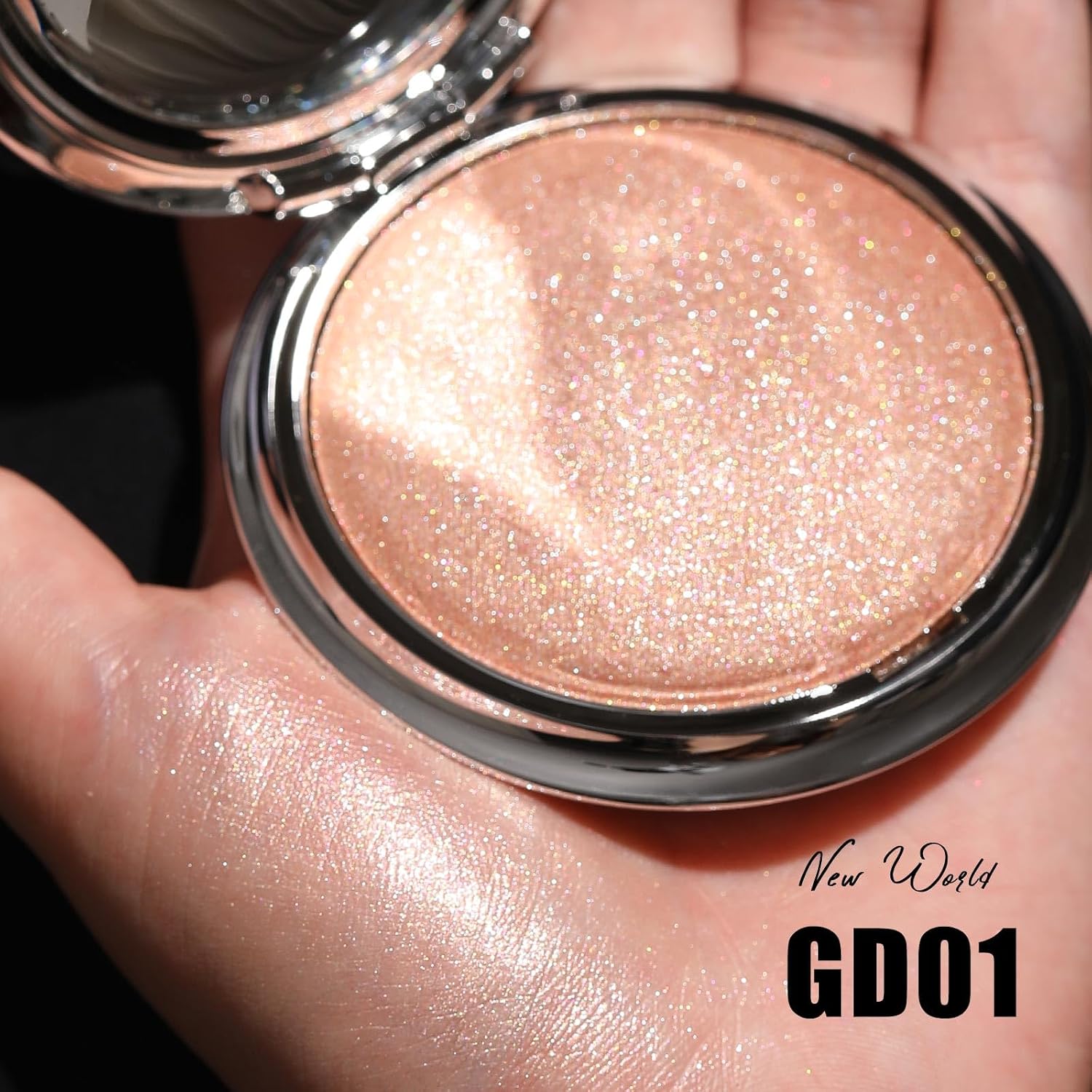 FOCALLURE Highlighter Makeup, Waterproof Gel-to-Powder – Champagne Gold 14g | Natural Skin Glow & Long-Lasting, Bouncy Gel Texture, Multi-Use Face & Body, Vegan Cruelty-Free, 14g Jumbo Size - Image 3