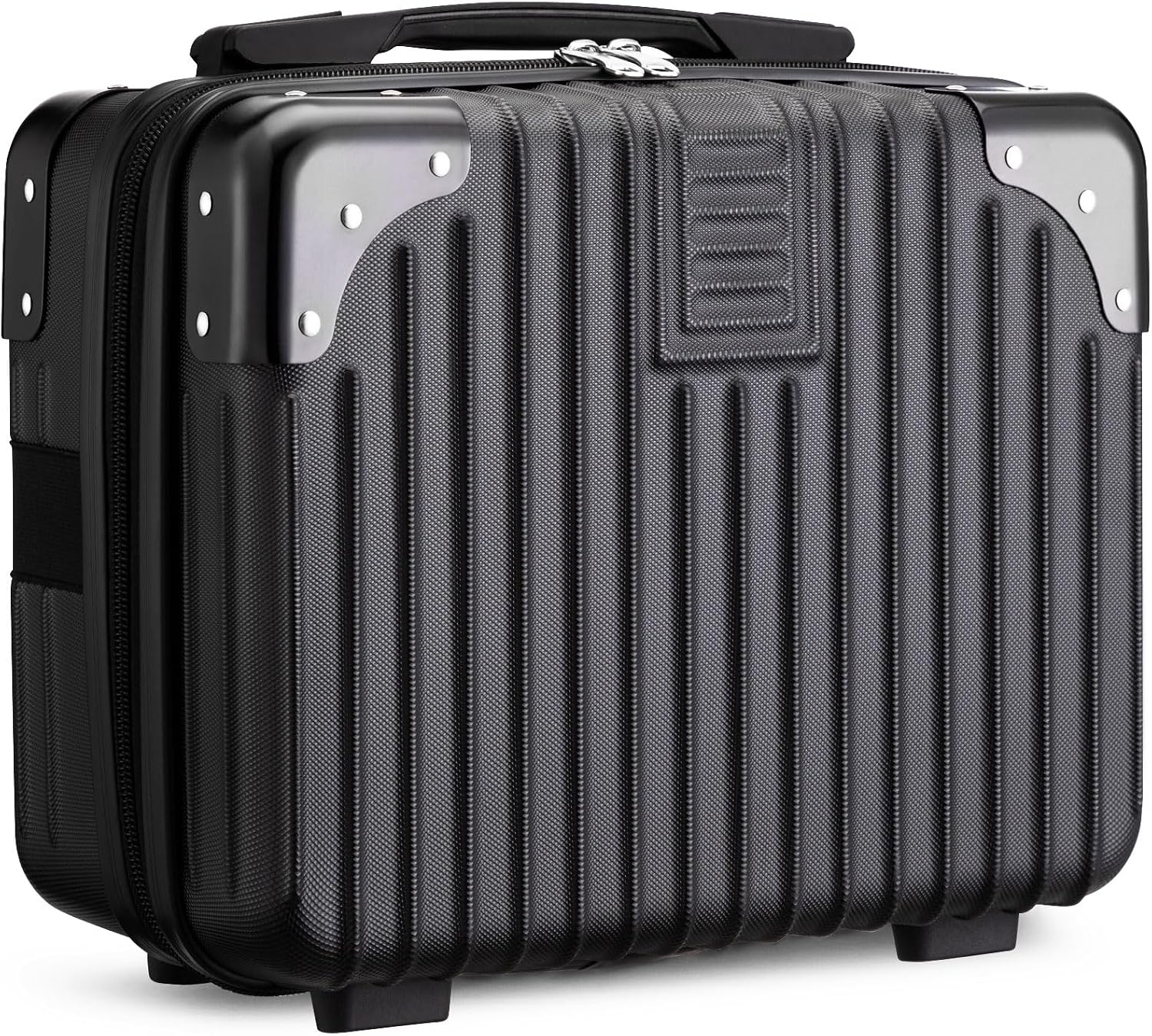 Noverlife 14in Portable Hard Shell Cosmetic Travel Case with Elastic Strap | Pressure-proof ABS Carrying Cosmetics Suitcase, Small Travel Hand Luggage with Elastic Band, Portable Makeup Travel Case