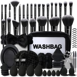 HGHDBT 56Pcs Black Makeup Brushes S...