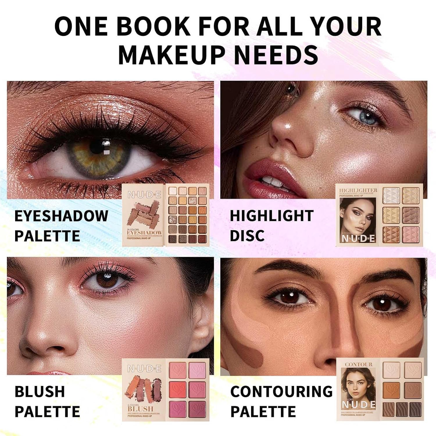 Makeup Palette,Eyeshadow & Highlighter & Blush & Contouring,4-Layer Book-Style Foldable Makeup Palette Set,Matte Glitter Metallic Shimmer, Highly Pigmented Long Lasting Make Up Pallet(43 Colors) - Image 2