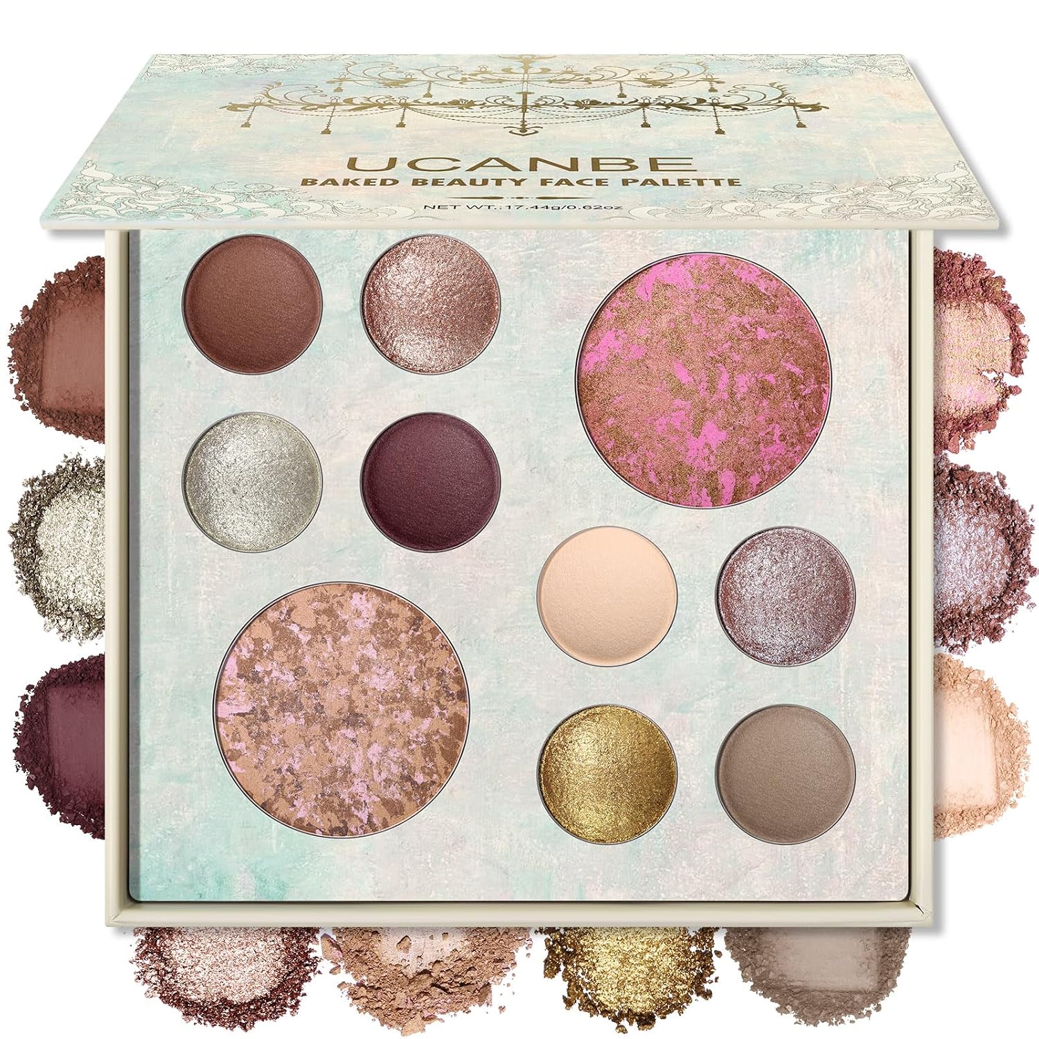 UCANBE All in One Baked Makeup Palette – Eyeshadow, Blush & Bronzer Face Kit, Full Face Makeup Gift Set for Women, Neutral Pigmented Colors