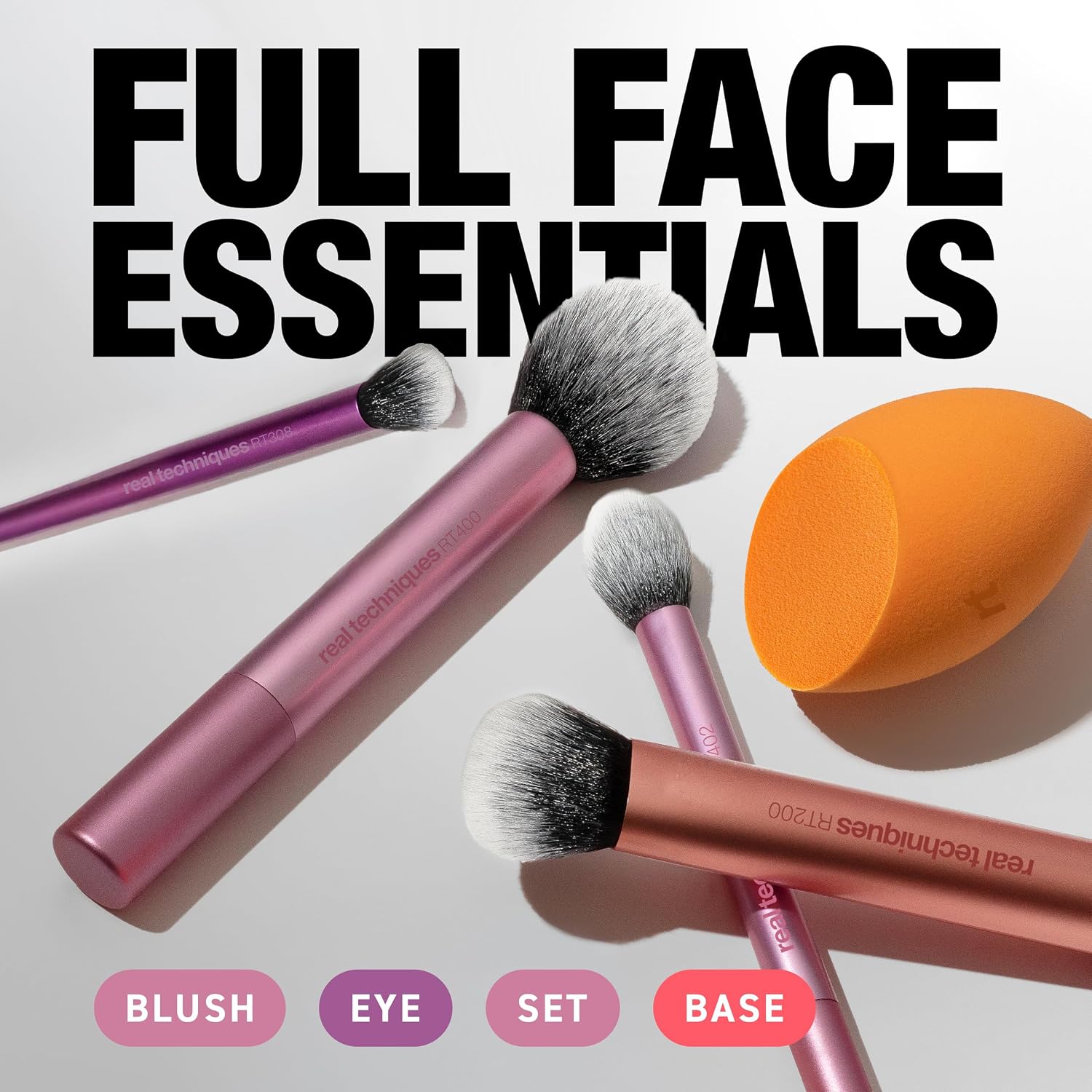 Real Techniques 6 Piece Everyday Essentials Makeup Brush Set, Includes 4 Brushes & 2 Makeup Sponges for Foundation, Blush, Bronzer, Contour, Eyeshadow & Powder, Travel Gift Set, Cruelty-Free & Vegan - Image 2