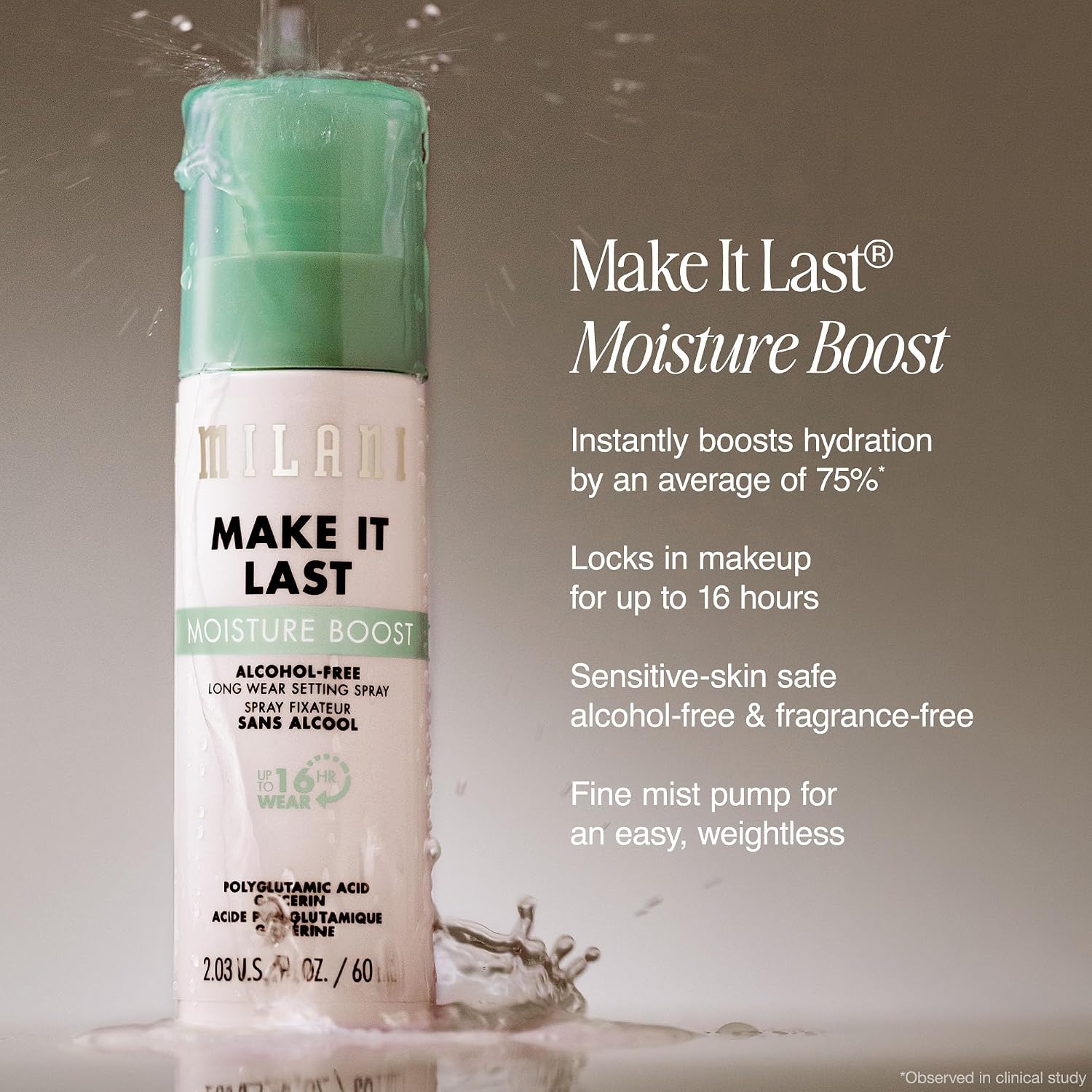 Milani Make It Last Moisture Boost Makeup Setting Spray - Alcohol Free | Fragrance-Free Makeup Setting Spray For Sensitive Skin. Designed To Soothe, Hydrate & Refresh. Water-Proof, Non-Sticky - Image 3
