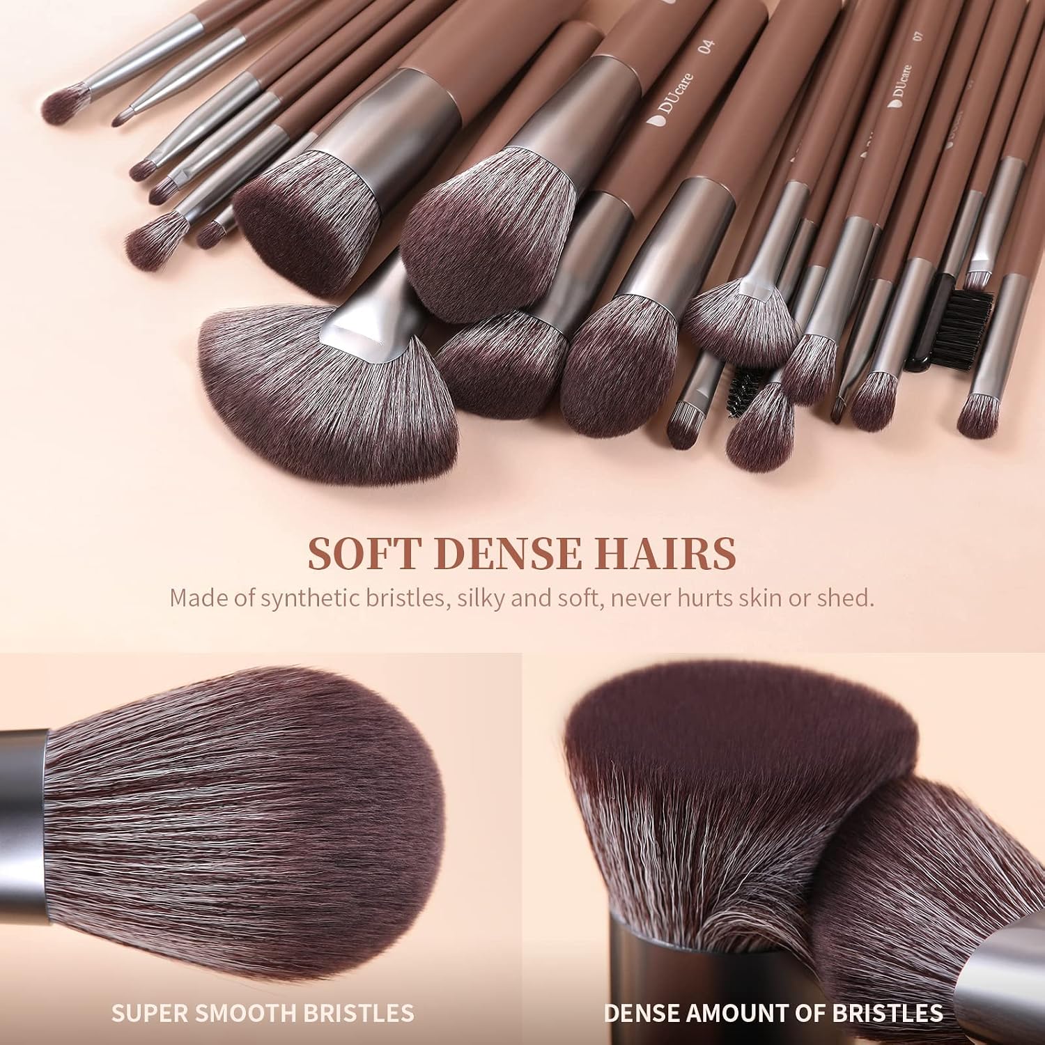DUcare 22Pcs Makeup Brush Set PRO Makeup Brushes Professional with Bag Premium Synthetic Kabuki Foundation Blending Brush Face Powder Blush Concealers Eye Shadows - Image 5
