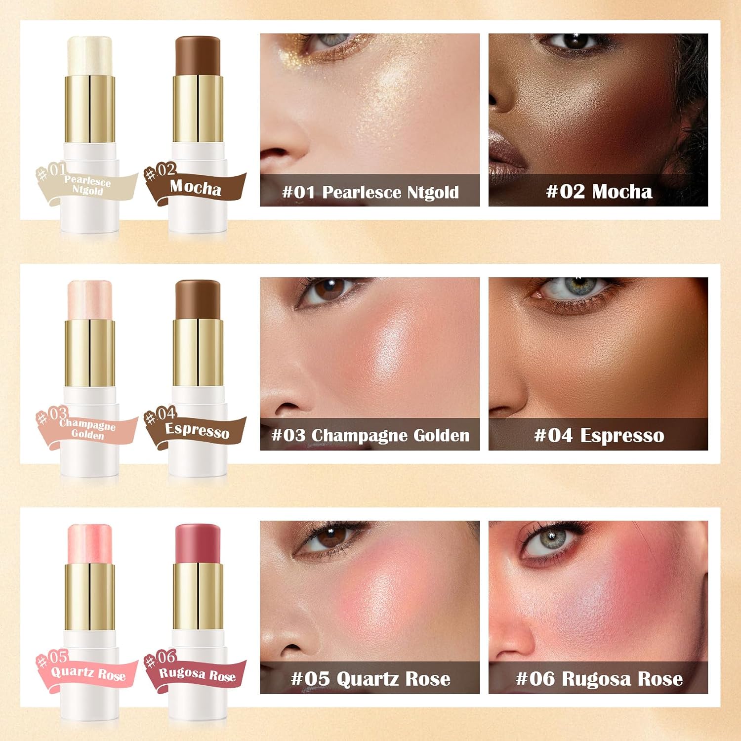 8 PCS ream Contour Stick Makeup Contour Kit(Set B) | Double-ended Design,Highlighter,Blush and Bronzer Stick,Lightweight,Easy to Sculpt,Matte and Dewy Finishing Makeup - Image 2