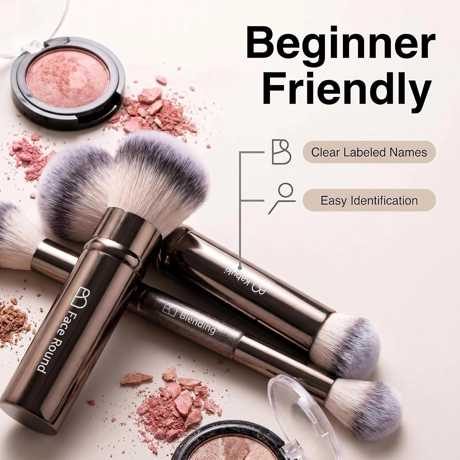 Professional Makeup Brush Set BS-MALL with Travel Case, 20PCS Synthetic Makeup Brushes for Foundation, Conce aler, Blush, Powder & Eyeshadow, Labeled Face Eye Brushes for Beginners, Makeup Artists - Image 9