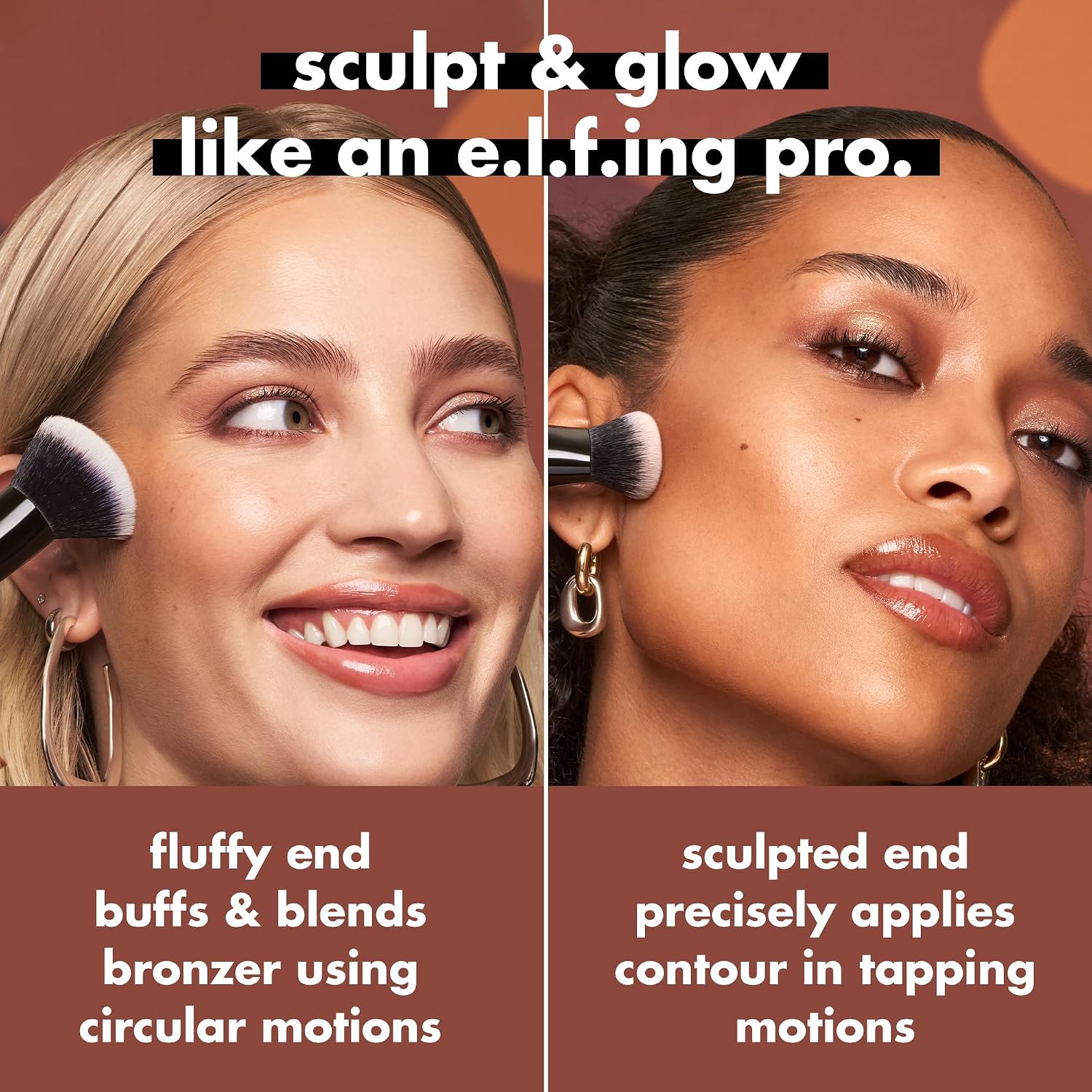 e.l.f. Liquid Bronzer & Contour Duo Brush | Silky Highly Pigmented Formula with Dual-ended Makeup Brush, Synthetic Bristles, 100% Vegan and Cruelty-Free - Image 3