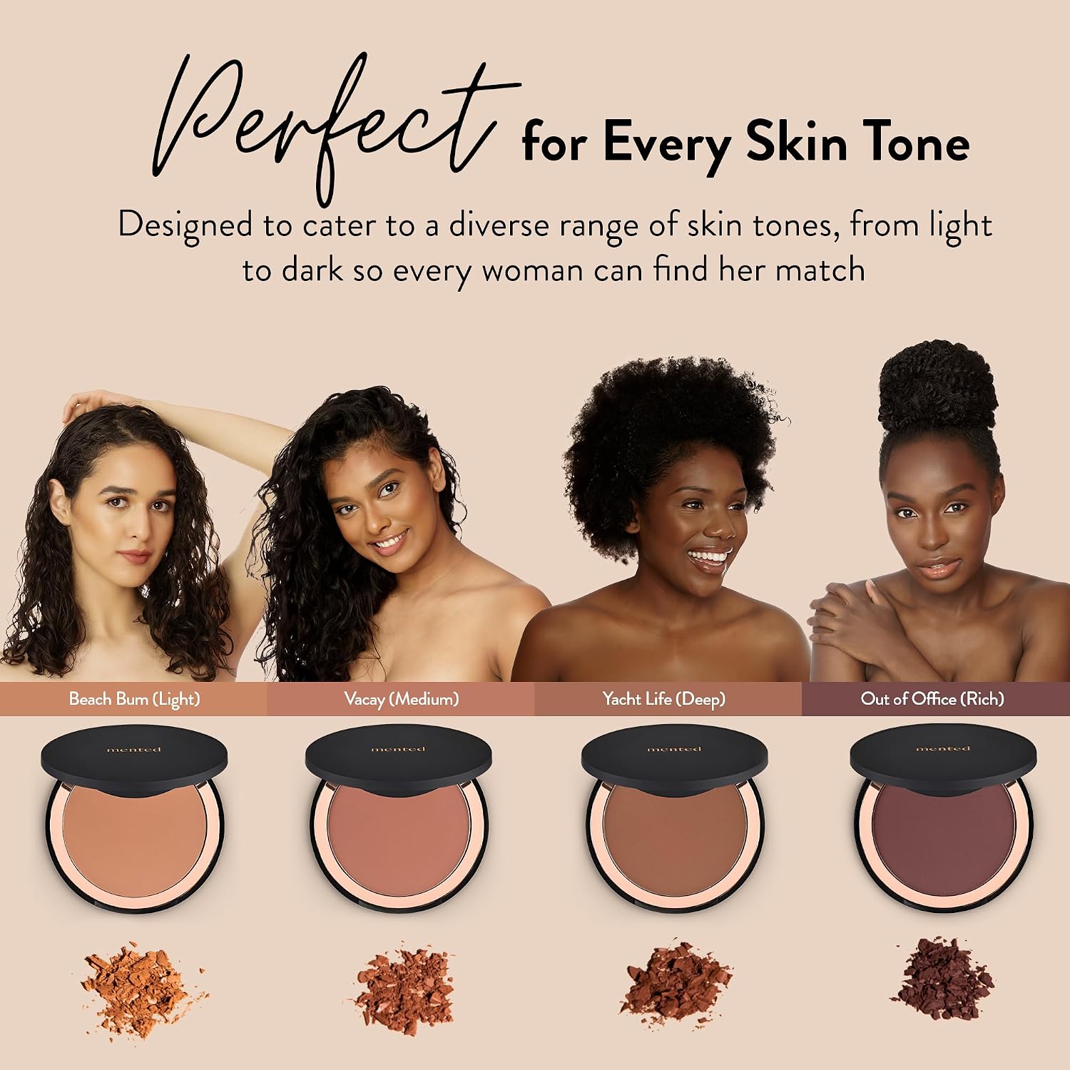 Mented Cosmetics Made in Italy, Cruelty Free Makeup, Beach Bum, 0.35oz/10g | Vegan, Paraben Free, Shimmer Bronzer, Highlighter Bronzing Powder Palette for Face with Vitamin E, A, for Black Women - Image 3