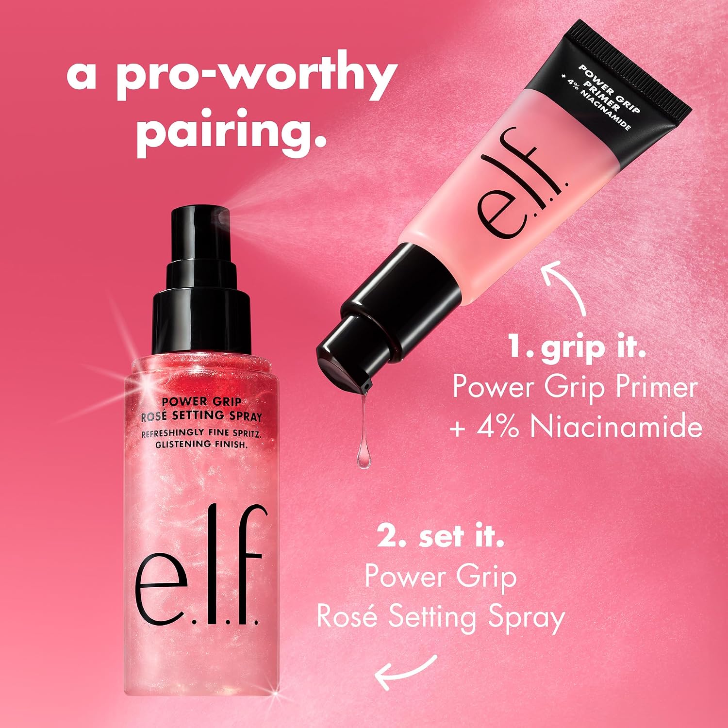 e.l.f. Power Grip Rosé Setting Spray | Grips Makeup for Lasting Wear & Glistening, Glowy Finish, Made with Niacinamide, Vegan & Cruelty-Free - Image 5
