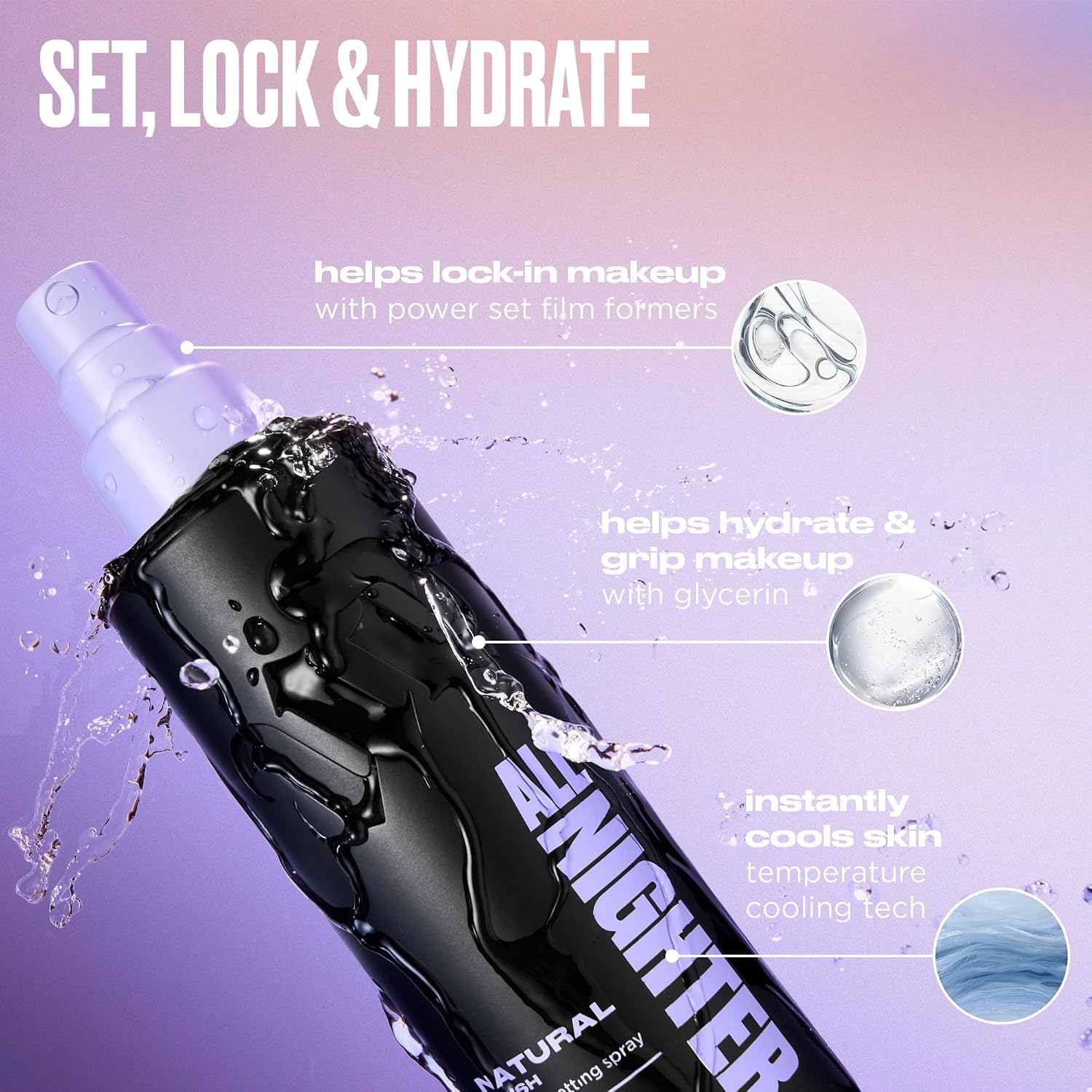 Urban Decay All Nighter Waterproof Makeup Setting Spray - Natural Finish | Up to 24HR Hold, Transfer-resistant Primer Setting Spray for Foundation, Sweat-resistant, Ultra-fine Hydrating Facial Mist - Image 5