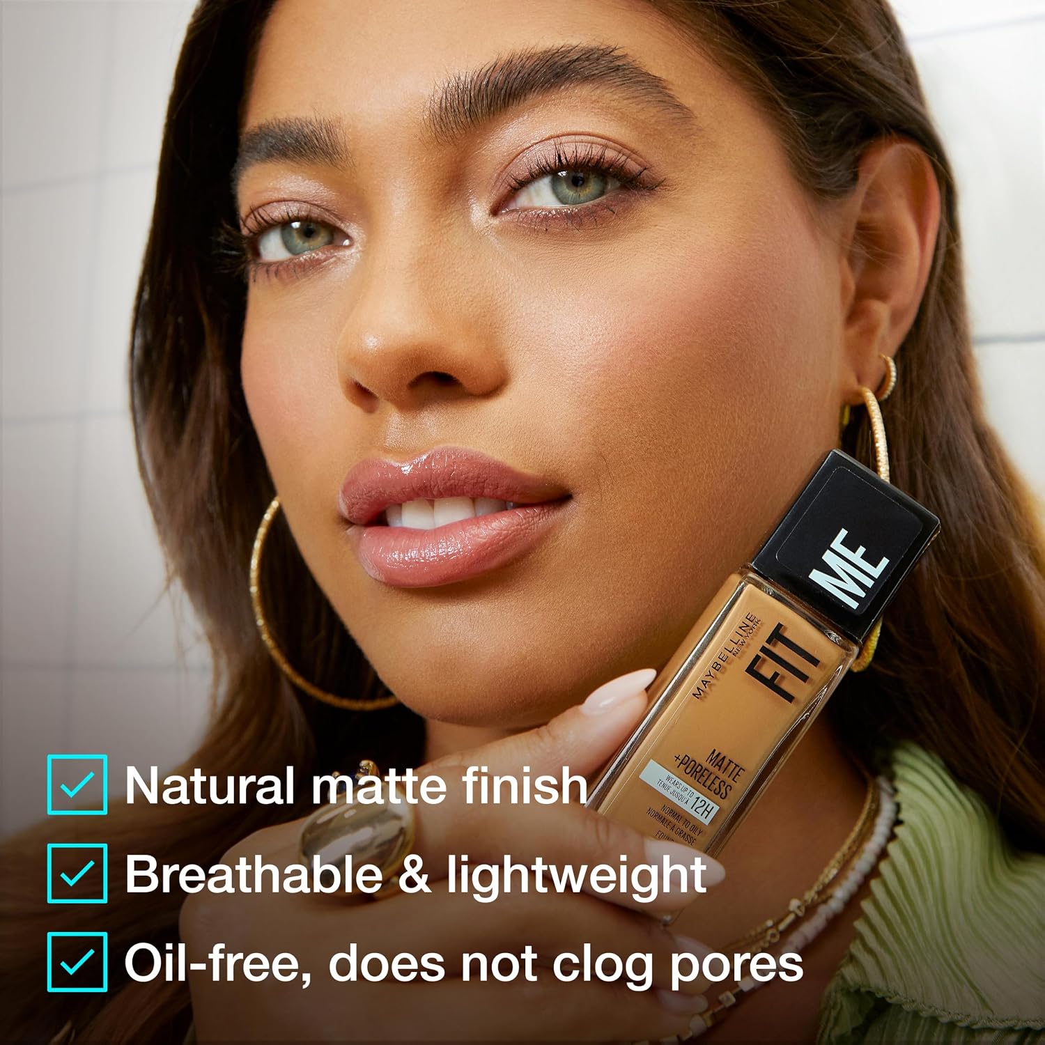 Maybelline Fit Me Matte + Poreless Liquid Oil-Free Foundation Makeup, Natural Ivory, 1 Count (Packaging May Vary) - Image 6