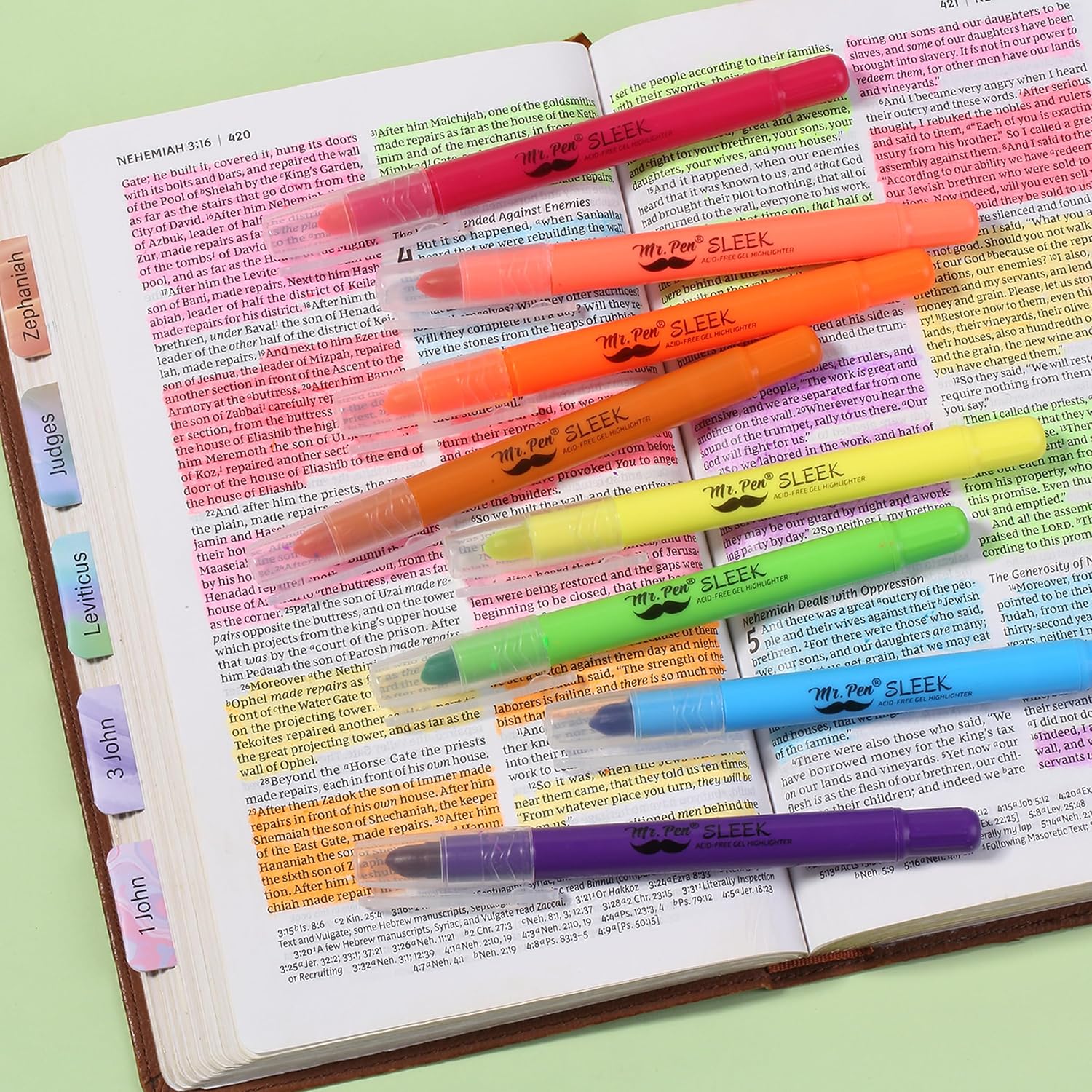 Mr. Pen- No Bleed Gel Highlighters, Vibrant Colors, 8 Pack | Bible Highlighters and Pens No Bleed, Bible Markers for Study, Journaling, School Supplies and Accessories - Image 7