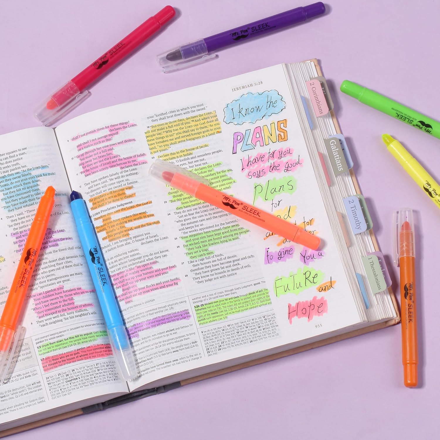 Mr. Pen- No Bleed Gel Highlighters, Vibrant Colors, 8 Pack | Bible Highlighters and Pens No Bleed, Bible Markers for Study, Journaling, School Supplies and Accessories - Image 8