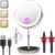 Auxmir 9″ 1X/30X Lighted Makeup Mirror, Rechargeable Maginfying Mirror | 3 dimmable colors, 14.9-18.5 in adjustable height, 3000mAh, 360°rotation, stable storage base, 30X magnification, Nickel