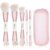 START MAKERS Makeup Brushes 5Pcs Dual Ended Pink Makeup Brush Set for Foundation Blush Bronzer Concealer Contour Powder Highlight Eyebrow Eyeshadow Blending, Travel Makeup Brushes with Bag