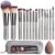 Travel Makeup Brush Set with Case & Sponge for Foundation Powder Blush 14 | Soft Synthetic Brush Kit for Women Beginners & Travelers & Eyeshadow