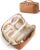 BAGSMART Makeup Bag Travel Cosmetic Bag,Women Toiletry Case, Classic Brown | Make Up Bag Flat Open Toiletry Bag for Women, PU Leather Travel Essentials Wide-open Skincare,Brushes Organizer Case Large