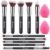 BEAKEY Makeup Brushes set with 2 Blending Sponges,10 Brush Face and Eye Set | Beginner-friendly face and eye tools with soft synthetic fibers for light,buildable coverage from foundation to eyeshadow