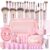 KUORYZAL Pink Makeup Brushes Set Professional 66Pcs with Case Premium Synthetic for Foundation Concealer Blush Eyeshadow Powder Contour Makeup Brush Kit Face Eye Make up Brushes & Tools