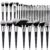 DUcare 32Pcs PRO Grade Makeup Brushes Set Premium Ultra-soft Synthetic Foundation Contour Powder Blush Concealer Eyeshadow Classic Black Professional Make up Brushes