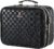 Makeup Bag with LED Lighted Mirror 12.2 IN Cosmetic Train Case Double Layer Makeup Case Adjustable Brightness in 3 Colors Cosmetic Organizer Artist Storage with Brush Holder Vanity Black Checkerboard